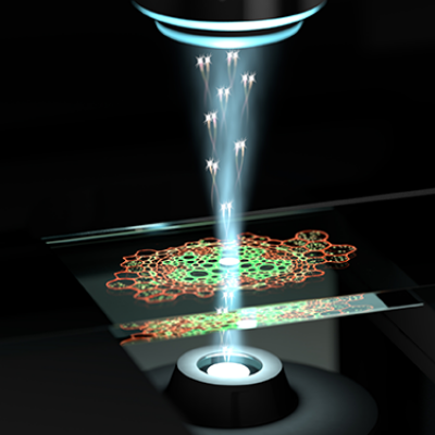 Artist's impression of UQ's new quantum microscope in action